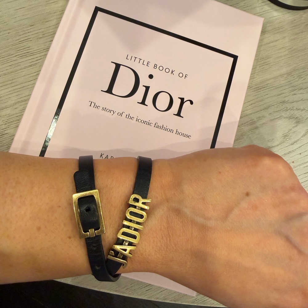 Christian Dior J’ADIOR Leather Choker Bracelet Gold Logo Convertible Rare - Picture 2 of 11